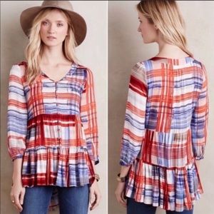 Maeve Lila Tiered Plaid Tunic (fits like a small)